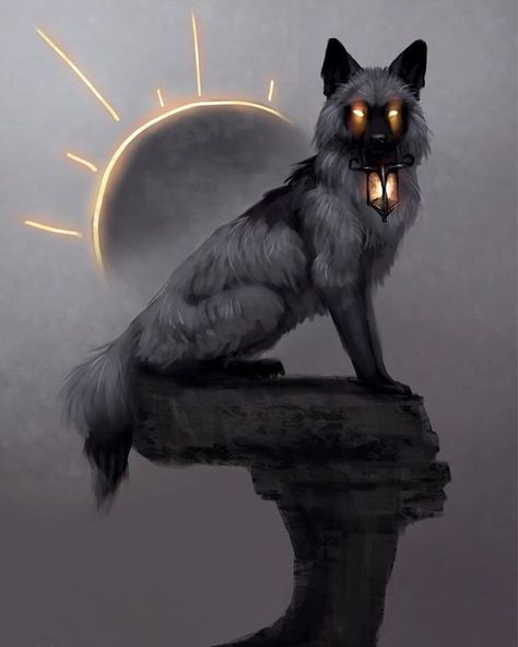 Silver fox A Wolf, Art Digital, Digital Painting, The Moon, The Sun, Fox, Sketch, Moon, Sun