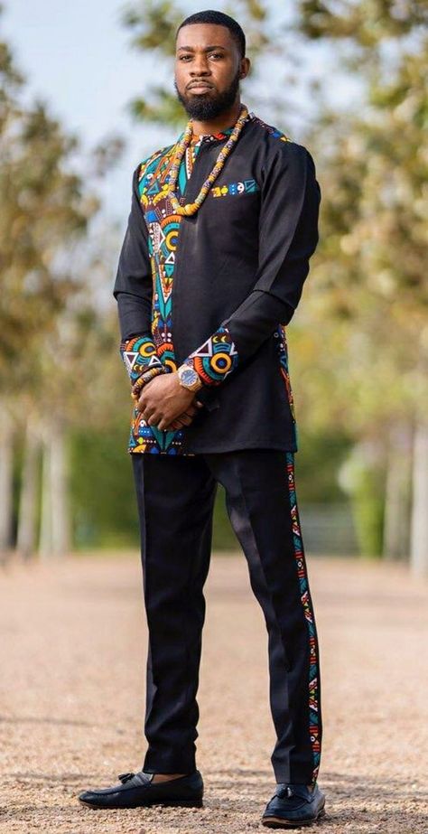 Tswana Traditional Shirts For Men, African Formal Wear Men, Lobola Outfits For Men, East African Men, African Groomsmen Attire, Mens African Wear Designs, Traditional Attire For Men, Afro Clothing, Mens Dashiki