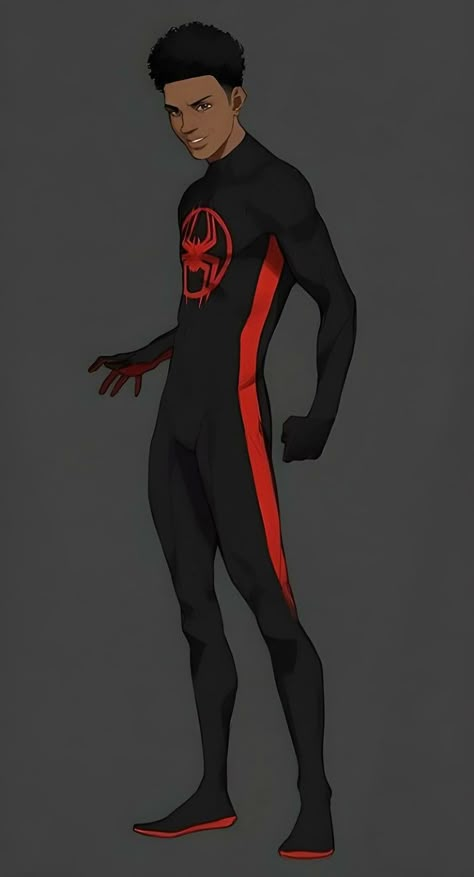 Miles Morales Full Body Pic, Miles Morales Spiderman Across The Spiderverse, Spider Man Poses Reference, Spider Miles, African Superhero, All Spiderman, Miles Spiderman, Spiderman Drawing, Spiderman Art Sketch