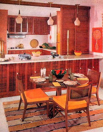 I absolutely love this 1959 kitchen.  I want it!  The furniture is from Schoen Furniture in Allentown, PA -- wonder if they're still around? 60s Interior, 1950s Furniture, Dining Room French, 1950s Kitchen, Trendy Interiors, 1970s Home, British Furniture, 70s Home, Casa Vintage