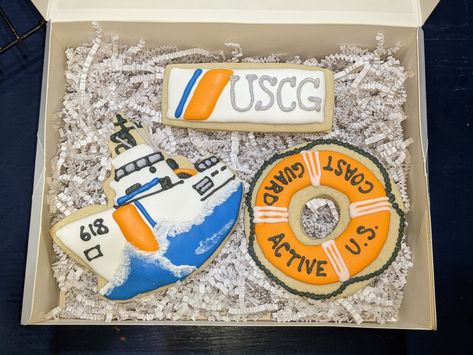 Coast Guard Party Decorations, Coast Guard Cookies, Coast Gaurd, Coast Guard Auxiliary, Iced Sugar Cookies, Us Coast Guard, Military Inspired, Coast Guard, Royal Icing Cookies