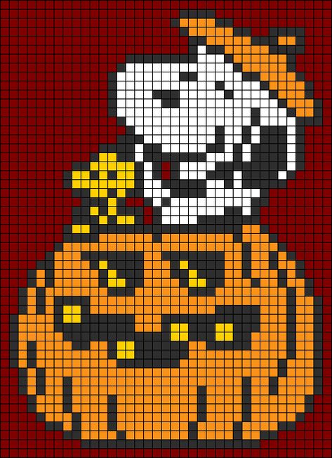 Charlie Brown Perler Beads, 3d Beads, Tapestry Ideas, Great Pumpkin Charlie Brown, Grid Patterns, Snoopy Dog, Dog Pumpkin, Art Crochet, Pumpkin Hat