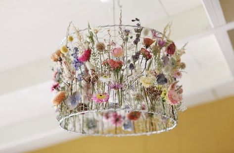 Flower Lamp Shade, Floral Lampshade, Flower Lamp, Diy Lamp Shade, Funky Junk, My Bedroom, Rustic Garden Decor, Dried Floral, Pastel Shades