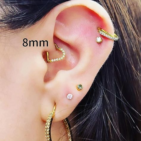 Heart Daith Piercing Jewelry 16G 8mm 10mm Left Ear - ASTM F136 Titanium Clicker Daith Earrings for Women & Men Heart Daith Piercing, Heart Daith, Titanium Piercing, Nose Ring Septum, Tragus Ring, Daith Piercing Jewelry, Hinged Ring, Daith Earrings, Conch Earring