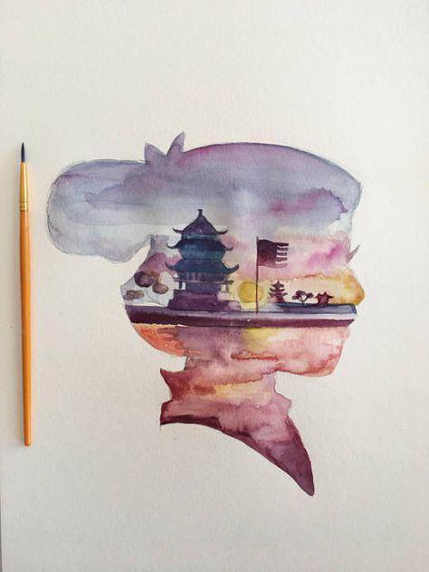 Mulan Watercolor, Disney Painting, Inspired Painting, Disney Paintings, Mulan Disney, Watercolor Subjects, Disney Princess Art, Princess Art, Mini Drawings