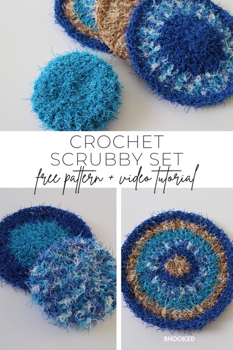 Practical Dish Scrubbies for Every Household. #BHooked #Crochet #HowToCrochet #CrochetProject #CrochetPattern #CrochetTutorial Crochet Fish Scrubbie Pattern, How To Crochet Scrubbies For Dishes, Crocheted Dish Scrubbies, Crochet Round Scrubbie Pattern, Round Dish Scrubby Crochet Pattern, Kitchen Scrubby Crochet Pattern, Dish Scrubbies Crochet Pattern, Crochet Dish Sponge, Bhooked Crochet Free Pattern