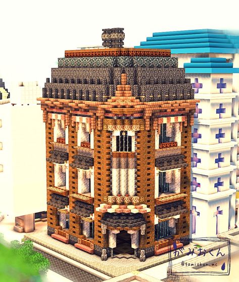 New Orleans Minecraft, Minecraft Vault Door, Minecraft Government Building, Minecraft Bank Building, Minecraft Victorian City, Minecraft City Center, Minecraft Library Ideas Exterior, Minecraft Museum Building, Minecraft Courtyard