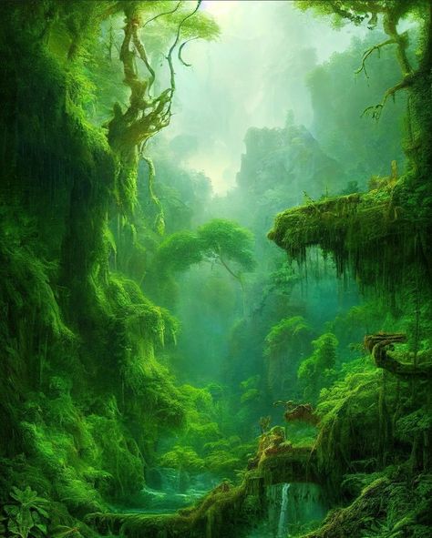 Dnd Rainforest, Tree Portal, Fantasy Forest Art, Forest Village, Painting Tropical, Jungle Art, My Fantasy World, Vibes Art, Forest Illustration