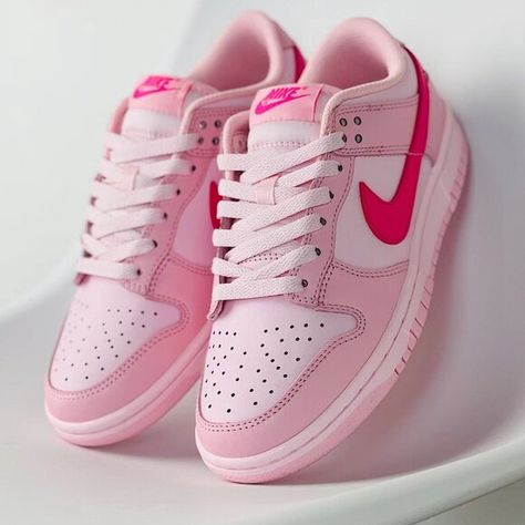 Nike Dunk Low Triple Barbie Pink Women's Shoes  *New* Barbie Dunks, Nike Dunk Low Triple Pink, Pink Nike Shoes, Nike Waffle, Nike Tennis Shoes, Pink Barbie, Womens Training Shoes, Nike Air Max For Women, Cute Nikes