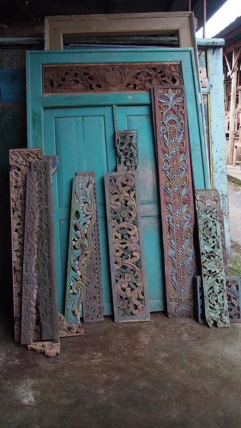 Indonesian Furniture, Bali Decor, Balinese Decor, Carved Door, Gado Gado, Casa Country, Carved Doors, Door Panels, Indian Decor