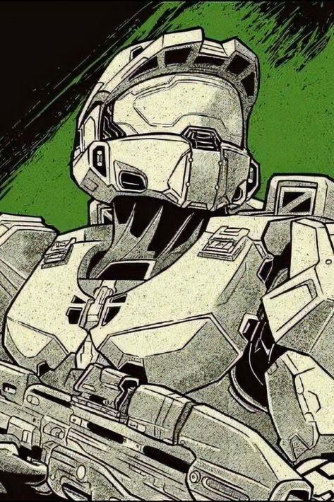 Halo 2 Master Chief, Master Chief Helmet Drawing, Master Chief Dibujo, Master Chief Art, Halo Pfp, Halo Drawings, Cortana Halo, Halo Funny, John 117