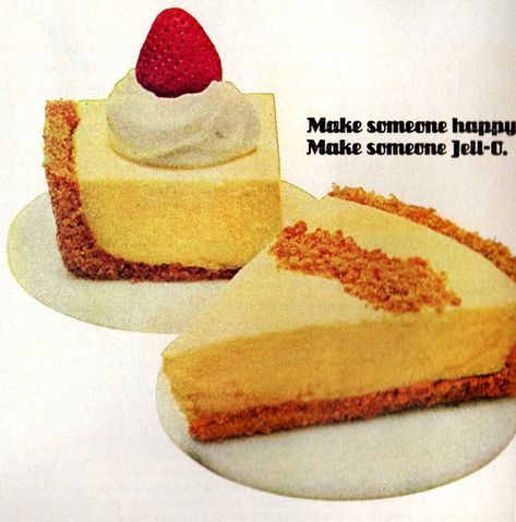 Jell-O no-bake pudding cheesecake retro recipe (1972) - Click Americana Jello Pudding Cheesecake, Banana Cream Cheesecake, No Bake Banana Pudding, Salad Cake, Pudding Cheesecake, Cheesecake Pudding, Quick Dessert, Chocolate Chip Cheesecake, Bake Cheesecake