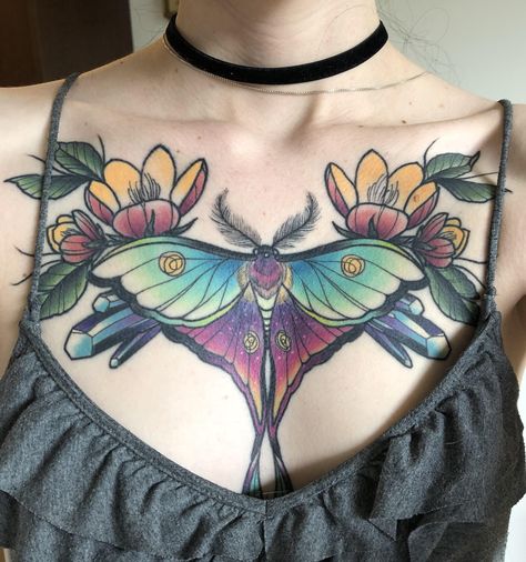 Moth Chest Piece, Northwest Tattoo, Luna Moth Tattoo, Moth Tattoos, Infected Tattoo, Tatto Designs, Moth Tattoo Design, Skull Sleeve, Insect Tattoo