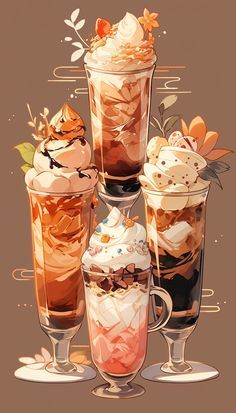 How To Draw Drinks Digital, Drinks Illustration Art, Aesthetic Drink Drawing, Cute Food Drawings Aesthetic, Cafe Drinks Aesthetic, Beverage Drawing, Drinks Artwork, Anime Food Art, Drink Reference