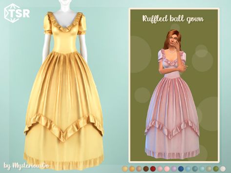 The Sims Resource - Ruffled ball gown 1800s Dresses, 1800's Dress, Vip Dress, Sims Medieval, Sims Packs, Sims 4 Dresses, Sims 4 Cc Packs, Sims 4 Mods Clothes, Sims 4 Game