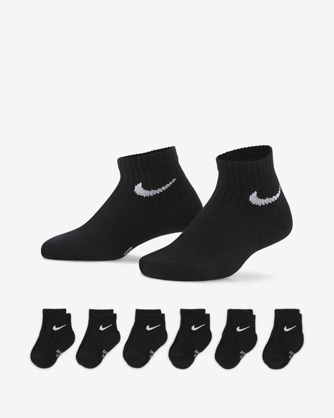 Nike Dri-FIT Little Kids' Ankle Socks (6 Pairs). Nike.com Black Nike Socks, Dri Fit Socks, Nike Socks, Ankle Socks, Nike Dri Fit, Dri Fit, Black Nikes, To My Daughter, Black Fashion