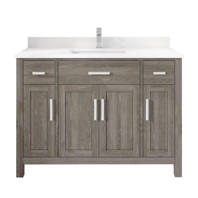 French Grey Interiors, Bathroom Vanity Drawers, Bar Drawer, Engineered Stone Countertops, Power Bar, Grey Bathroom Vanity, French Gray, Gray Vanity, Power Bars