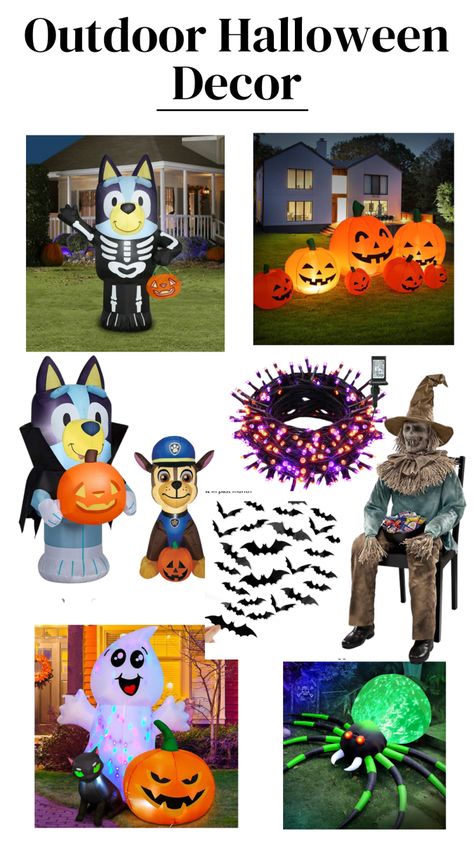 Bluey inflatables, pumkins, spiders, bats and more! Halloween decor. Outdoor holiday decor Paw Patrol Halloween, Halloween Decor Outdoor, Outdoor Halloween Decor, Outdoor Holidays, Outdoor Holiday Decor, Decor Outdoor, Outdoor Halloween, Halloween Outdoor Decorations, Paw Patrol