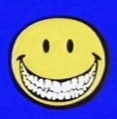 Pfp Ideas, White Teeth, Smiley Face, Blue Background, Smiley, Blue, White