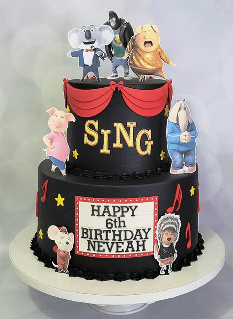 Sing Themed Birthday Cake, Sing Birthday Cake, Movie Birthday Cake, Movie Theme Cake, Movie Cake, Mario Bros Cake, 5th Birthday Girls, Baby Boy Birthday Cake, Small Birthday Cakes