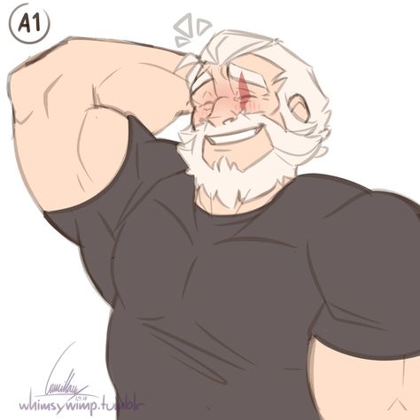 Himbo Poses, Big Man Art Reference, Buff Guy Sketch, Male With Beard Character Design, Male Bara Art, Big Buff Men Drawing, Large Muscular Men Drawing, Reinhardt Wilhelm, Beard Drawing