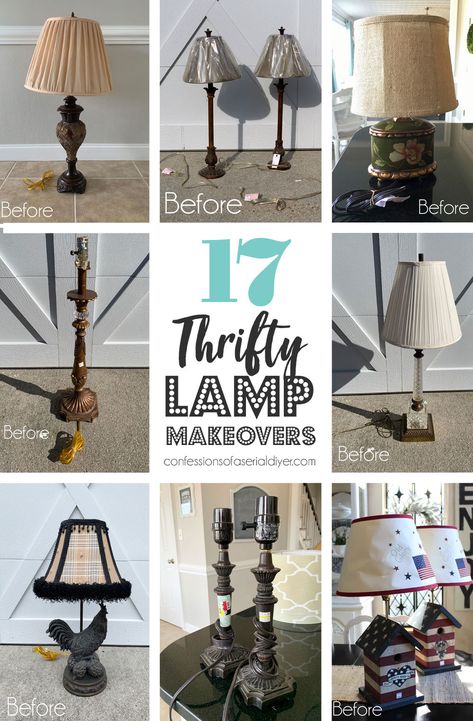 Refurbished Lamps Diy, Vintage Lamp Makeover, Brass Lamp Makeover, Refurbished Lamps, Thrift Store Lamp Makeover, Upcycle Headboard, Lamp Redo, Diy Lamp Makeover, Old Lamp Shades