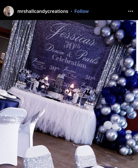 Denim Pearls Party Themes, Denim And Diamond Centerpiece Ideas, Diamond And Pearls Party Theme, Denim And White Party Theme, Denim And Pearls Party Ideas, Denim Diamonds Theme Party, Denim Themed Party Outfit, Denim And Diamonds Party Decorations, Denim Themed Party