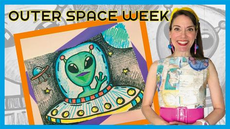 Space Art Projects, Space Week, Outer Space Art, Cassie Stephens, Earth Day Projects, Alien Drawings, Outfit Photos, 5th Grade Art, Learning Projects