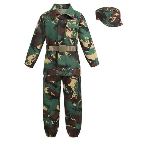 PRICES MAY VARY. Your kids will be American Soldier in Halloween with this comtume. Included: Jacket *1 + Hat*1+ Pants *1 + Belt*1 High-quality materials ensure durability and safety Easy to put on and take off, suit for Halloween costumes, theme parties, role playing, dress up, and cosplay Hand wash cold,hang dry & no bleach. Yolsun Deluxe Kid's Camo Combat Soldier Army Costume 50s Outfits For Girls, Kids Army Costume, Sock Hop Costumes, Combat Soldier, Army Themed Birthday, Glow Costume, 50s Outfit, Soldier Uniform, Vintage Army Jacket