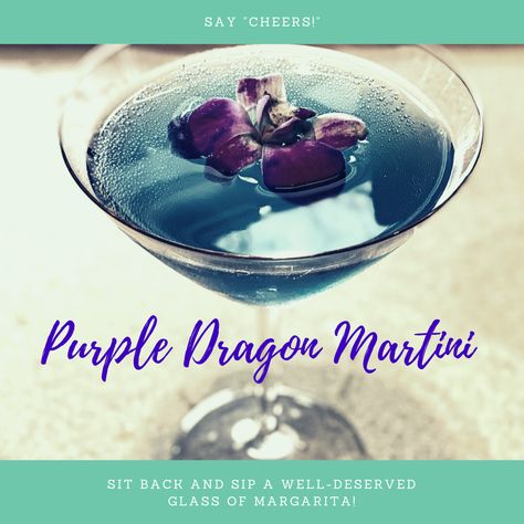 Blue Curacao Liqueur, Martinis Drinks, New Year's Party, Sour Mix, Purple Dragon, Martini Recipes, A Beautiful Flower, Blue Curacao, Drinks Alcohol Recipes