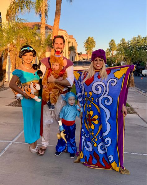 Diy Abu Costume, Trunk Or Treat Aladdin, Abu Costume Aladdin Monkey, Aladdin Group Costume, Aladin Family Costumes, Fairytale Characters Costumes, Aladdin Family Costume, Mother Son Halloween Costumes, Aladdin Halloween