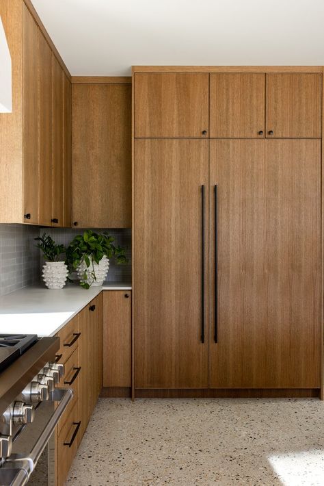 Modern Lakewood — Serendipite Designs Modern Walnut Kitchen Cabinets, Brown Kitchen Paint, Brown Kitchen Inspiration, Dark Walnut Kitchen, Kitchen Cabinets Brown, Dark Walnut Kitchen Cabinets, Kitchen Wood Flooring, Brown Kitchen Decor, Modern Walnut Kitchen