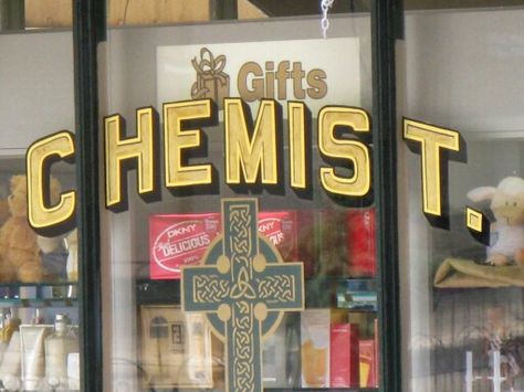 Narrabri NSW Pharmacy Sign, Industrial Reception, Pharmacy Logo, Barbershop Ideas, Gold Leaf Signs, Painting Lettering, Sign Painting Lettering, Window Signage, Luxury Bar