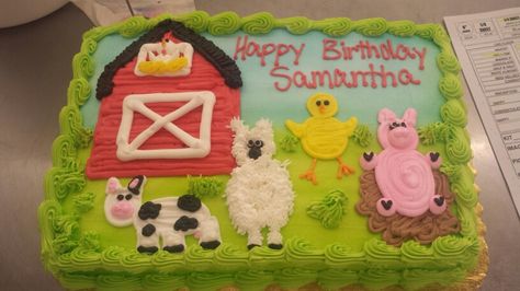 Farm cake :) Baby Shower Cake Sayings, Farm Birthday Cakes, Barnyard Cake, Farm Animal Cakes, Baby Boy Birthday Cake, Barnyard Birthday Party, Farm Theme Birthday, Birthday Sheet Cakes, Farm Baby Shower