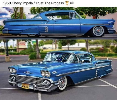 Maybach Coupe, 58 Impala, Classic Chevy Cars, 1958 Chevy Impala, Lowrider Arte, Car Obsession, Cars Drive, Rockabilly Cars, Blue Cars