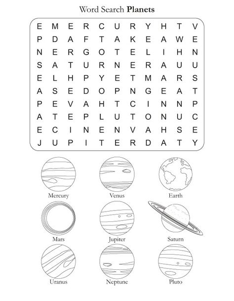 Word Search Puzzle Planets | Download Free Word Search Puzzle Planets for kids | Best Coloring Pages Planets For Kids, Solar Planets, Constellation Activities, Solar System Worksheets, Free Word Search Puzzles, Solar Planet, Kids Word Search, Elementary Worksheets, Free Word Search