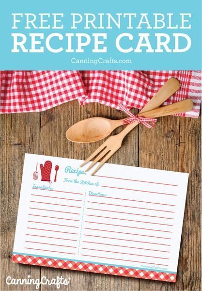 Free printable recipe card template, digital download PDF kitchen recipe cards for home cooks & bakers | CanningCrafts.com  #freeprintable #recipe #recipes #baking #chef Canning Inventory, Recipe Cards Printable Free, Canning Jar Labels, Printable Recipe Card, Recipe Card Template, Recipe Cards Template, Canning Labels, Organizing Labels, Recipe Template