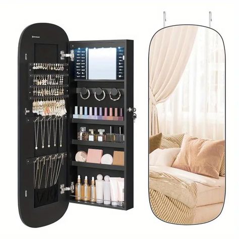 Home Led Jewelry Organizer Cabinet Wall Door Mounted - Temu Jewelry Organizer Cabinet, Mirror With Storage, Wide Mirror, Interior Mirror, Mirror Jewellery Cabinet, Cabinet Wall, Jewelry Cabinet, Storage Mirror, Mirror Interior