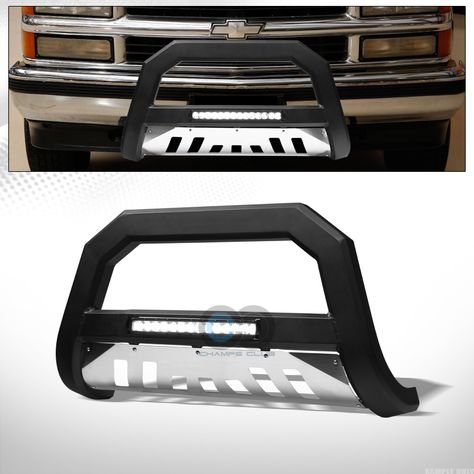 ad eBay - For 92-99 CK Suburban/Tahoe/Yukon Matte Blk/Skid AVT Aluminum LED Light Bull Bar - Buy Now, click the link (eBay) C10 Trucks, Trailer Hitch Receiver, Chevy C10, Bull Bar, Bar Items, Chevy Tahoe, Fuel Gas, Sierra 1500, Pickup Trucks