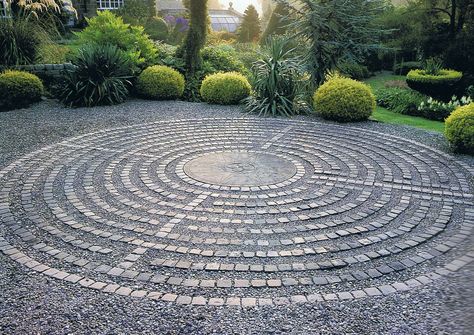 Circular Paving, Round Pavers, Hills Hoist, Garden Reference, Farm Landscaping, Paving Pattern, Geometric Landscape, Labyrinth Design, Paving Ideas