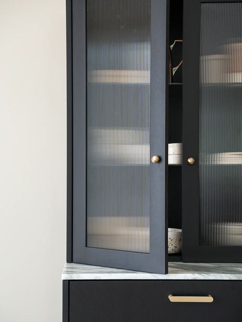 There’s a New Way to Hack Your IKEA Sektion Cabinet Doors | domino Reeded Glass Kitchen, Reeded Glass Window, Ikea Sektion Cabinets, Modern Kitchen Cupboards, Glass Kitchen Cabinet, Glass Kitchen Cabinets, Small Modern Kitchens, Vintage Style Kitchen, Ikea Kitchen Cabinets