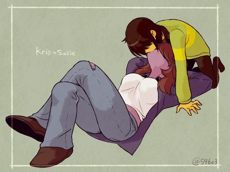 Kissing Krusie | Deltarune | Know Your Meme Deltarune Krusie, Deltarune Ships, Kris X Susie, Kris Deltarune, Delta Rune, Tv Head, Anime Undertale, Undertale Ships, Undertale Funny