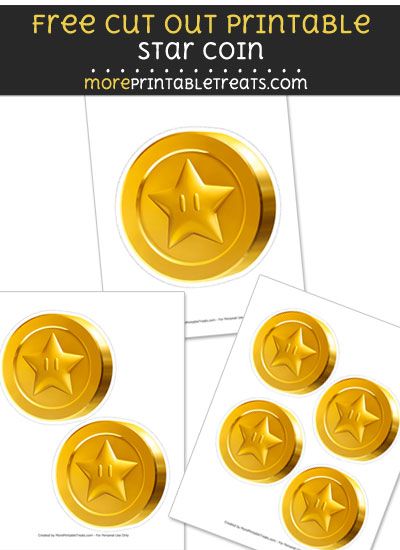 Free Star Coin Cut Out Printable with Dashed Lines - Mario Super Mario Coins Diy, Mario Coins Printable, Super Mario Coins Printable, Diy Mario Coins, Mario Printables Free, Mario Activities, Mario Cricut, Mario Printables, Thrive Approach