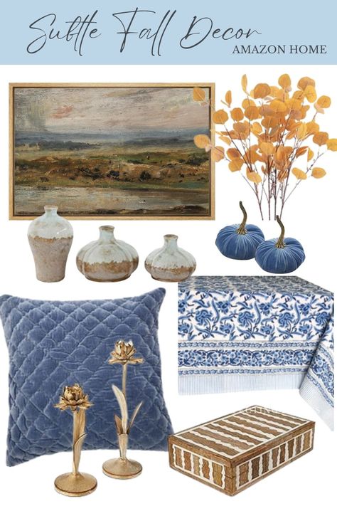 Subtle Fall Color Scheme with Blue and Brown Brown Fall Decor, Blue And Brown Color Palette, Happy First Day Of Fall, Fall Feeling, Blues And Browns, Fall Color Schemes, Decorate For Fall, First Day Of Fall, Brown Color Palette