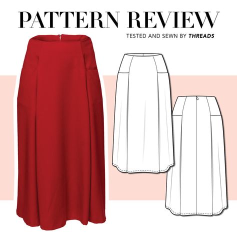 Discover the stylish #LaraSkirt from @just_patterns in our latest Pattern Review from Threads #227, Fall 2024. This classic midi skirt features a fitted waist, swingy A-line silhouette, and integrated pockets, making it perfect for a variety of fabrics—from denim to velvet. With clear instructions and a wide size range (34 to 60), this pattern is ideal for both beginners and seasoned sewists. Follow the link to learn more. Maxi Skirt Sewing, Maxi Skirt Sewing Pattern, Skirt Sewing Patterns, Map Dress, Wool Maxi Skirt, Wide Skirt, Midi Skirt Pattern, Skirt Sewing, Drawn Thread