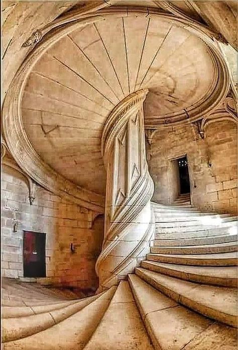 Leonardo Da Vinci Dibujos, Chambord Castle, Castle France, History Facts Interesting, Beautiful Castles, Stairway To Heaven, Interesting History, Spiral Staircase, Historical Place