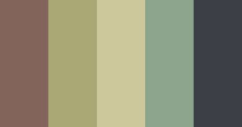 Pretty Color Pallets, Blue Green Brown Color Palette, Color Pallets Green, Green Gray Color Palette, Green Pallets, Grunge Color Palette, Forest Color Scheme, Types Of Color Schemes, Green Color Scheme