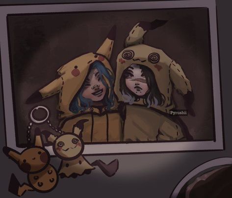 Pikachu And Mimikyu, Pokemon Outfits, Anime Disney, Wholesome Pictures, Pokemon Clothes, Duos Icons, T Art, Lol League Of Legends, Anime Girlxgirl