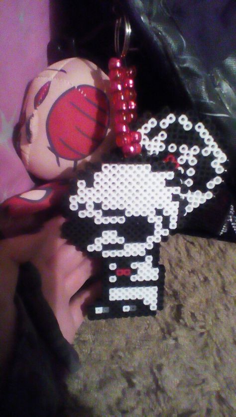 Homestuck Dave Perler bead creation Homestuck Perler Beads, Perler Beads Homestuck, Homestuck Bracelet, Pierce The Veil Perler Beads, Homestuck Kandi, Homestuck Cross Stitch, Homestuck Perler, Homestuck Dave, Kandi Necklace