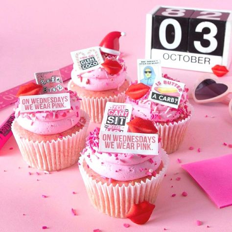 Mean Girls Cupcakes, Mean Girls Birthday, 27 Birthday Ideas, Girls Pajamas Party, 27 Birthday, Mean Girls Party, Princess Food, Pajamas Party, Sweet Sixteen Birthday Party Ideas